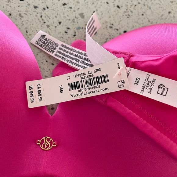 Victoria's Secret So Obsessed Bra Smooth Push Up Padded Wireless Hot Pink 38B - Picture 2 of 3